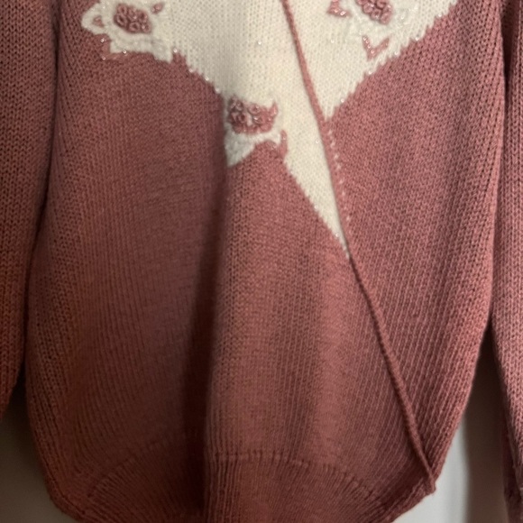 Rare 90s Braemar Jeremy Scott Angora Sweater Puff Shoulder, Pearl Beads Sz M - Picture 5 of 14